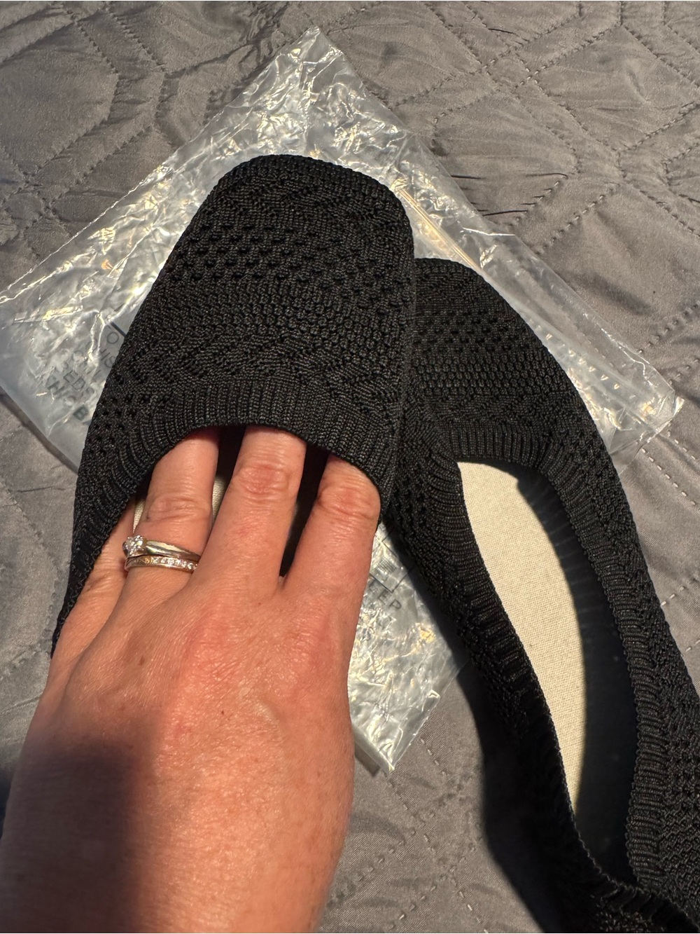 Black Knit Slip-On Women’s Flats. New! Size 8.